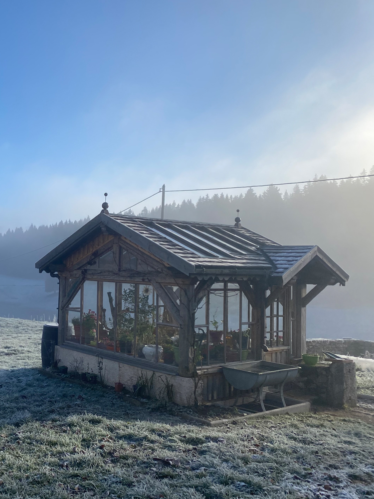 Serre givrée au petit matin